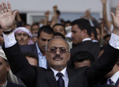 Saleh pictured in April prior to an attack on his compound in June in which he was injured.