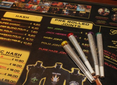 Pre-rolled joints at a coffee shop in Amsterdam