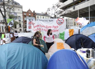 Fellow #occupy protesters at the Occupy Dublin site