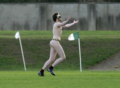 A fan at the McMullen Cup Final between Gorey CS vs St. Conleth’s College.