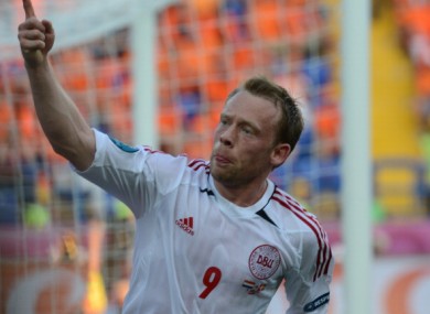 Krohn-Dehli celebrates scoring on Saturday.