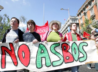 Protests against the introduction of ASBOs in Ireland by Labour Youth in 2005.