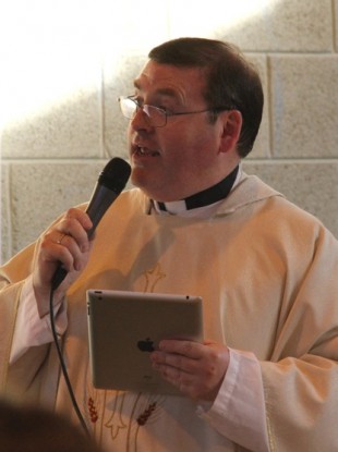 Fr Paddy Rushe celebrating Mass for the 6th Year Leaving Cert Class in St. Louis, Dundalk