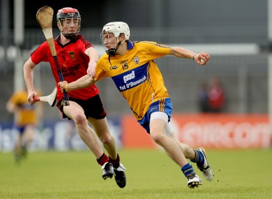 Down's Ryan Brannigan and Shane O'Donnell of Clare.