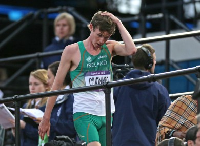 Ireland's Ciaran O’Lionard after finishing the Men's 1500m heats well down the field.