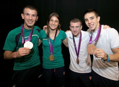 Nevin (left) with Taylor, Barnes and Conlan.