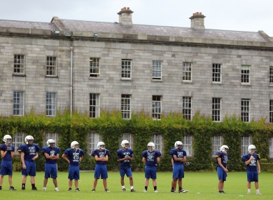 Kent High School American football team during training at Trinity College Dublin