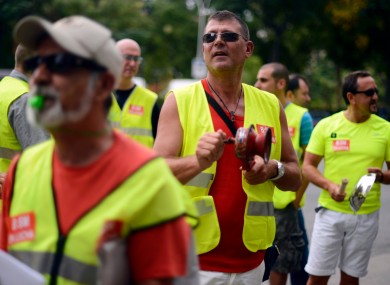 Spanish government employees protesting over cuts in Barcelona last month as Spain's borrowing rates hit a record high. The country has called on the ECB to ease its government borrowing rates.