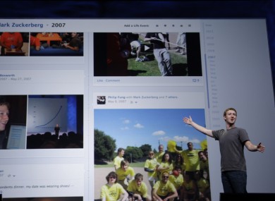 Mark Zuckerberg shows off the Facebook Timeline in September 2011. Users have again raised fears that the Timeline allows 'private' messages to be seen by any other user.
