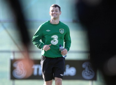Wes Hoolahan at training yesterday.