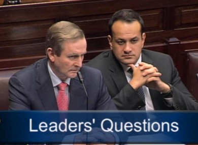 Taoiseach Enda Kenny and Transport Minister Leo Varadkar in the Dáil today