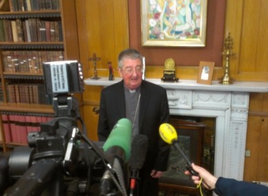 Archbishop Martin relaying his reaction to the resignation of Pope Benedict XVI at his Drumcondra palace.