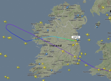 This graphic from FlightRadar24.com shows the path of flight US799 before its landing.