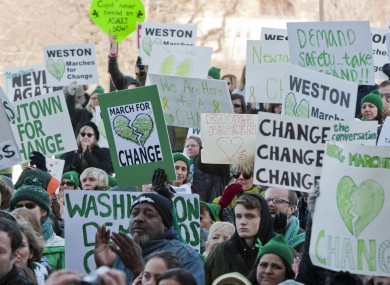 Protesters look for a change in gun laws earlier this year.