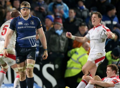 Jamie Heaslip is forlorn after Ulster's league win at the RDS.