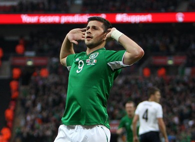 Long celebrates his goal.