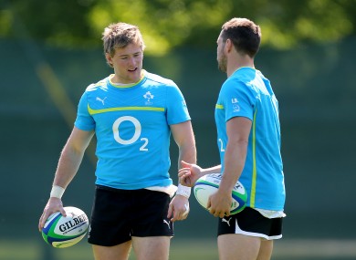 Kieran Marmion gets some advice from Isaac Boss.