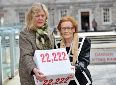 Mairin O'Moore (right) and her daughter Eilin O'Moore from the Survivors of Symphysiotomy group pictured in April 2013.