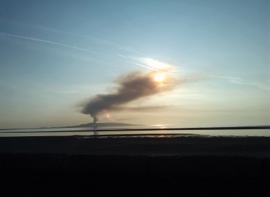 Howth gorse fires taken this morning from Sandymount.