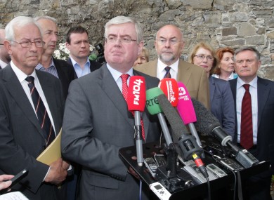 Emmet Stagg (left) with Tánaiste Eamon Gilmore and other senior members of the Labour Party