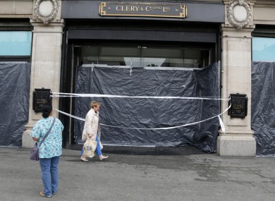 The front of Clerys on O'Connell Street the day after the storm