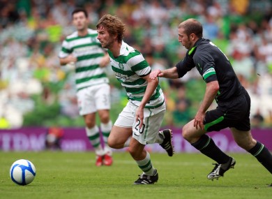 Paddy McCourt races away from Owen Heary in 2011.