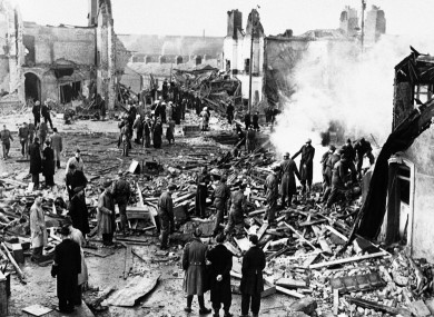 Damage caused by bombing raid in Dublin May 30, 1941
