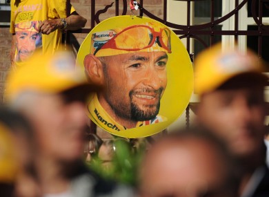 A picture of late Italian rider Marco Pantani during the Giro d'Italia last year.