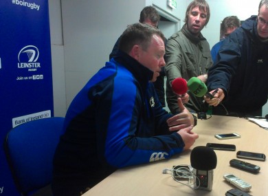 Matt O'Connor speaks to the media after Leinster's win over Cardiff.