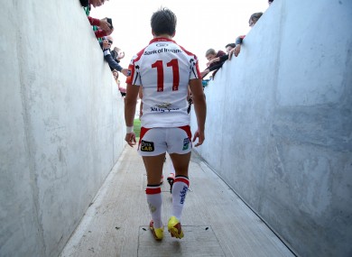 Michael Allen, who wasted a glorious scoring chance, walks out onto the Ravenhill pitch.