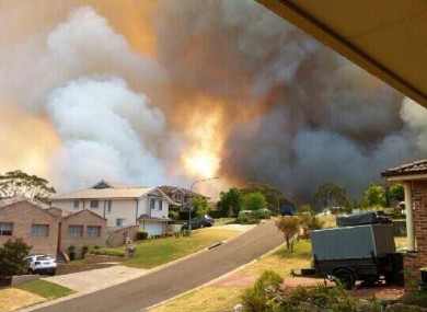 Smoke rises from a fire at Springwood.