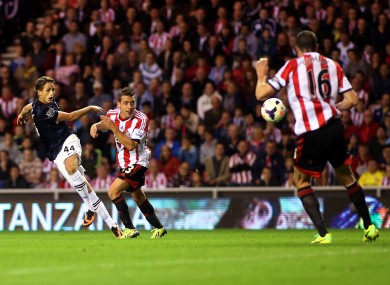 Adnan Januzaj belts home his second goal of the game.