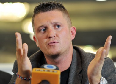 Tommy Robinson at a press conference announcing his decision yesterday
