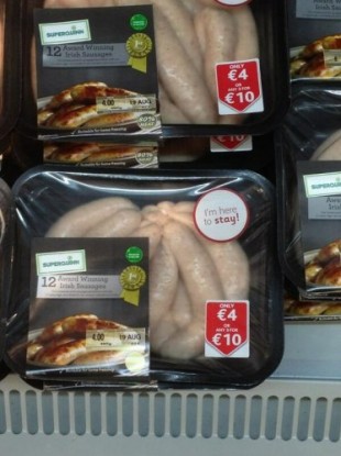 Superquinn sausages, now at SuperValu