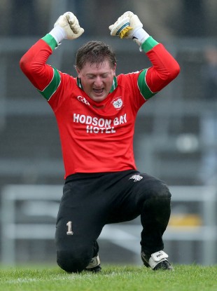 St Brigid's goalkeeper Shane Curran celebrates.