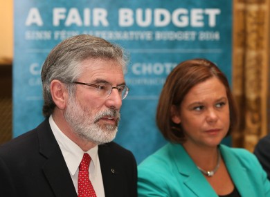 Gerry Adams at the launch of Sinn Féin's pre-Budget submission today.