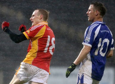 Castlebar Mitchels Tom King celebrates a point in yesterday's county final.